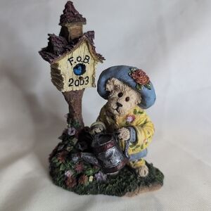 F.O.B. 2003 Bear Figurine in Blue Hat & Yellow Coat